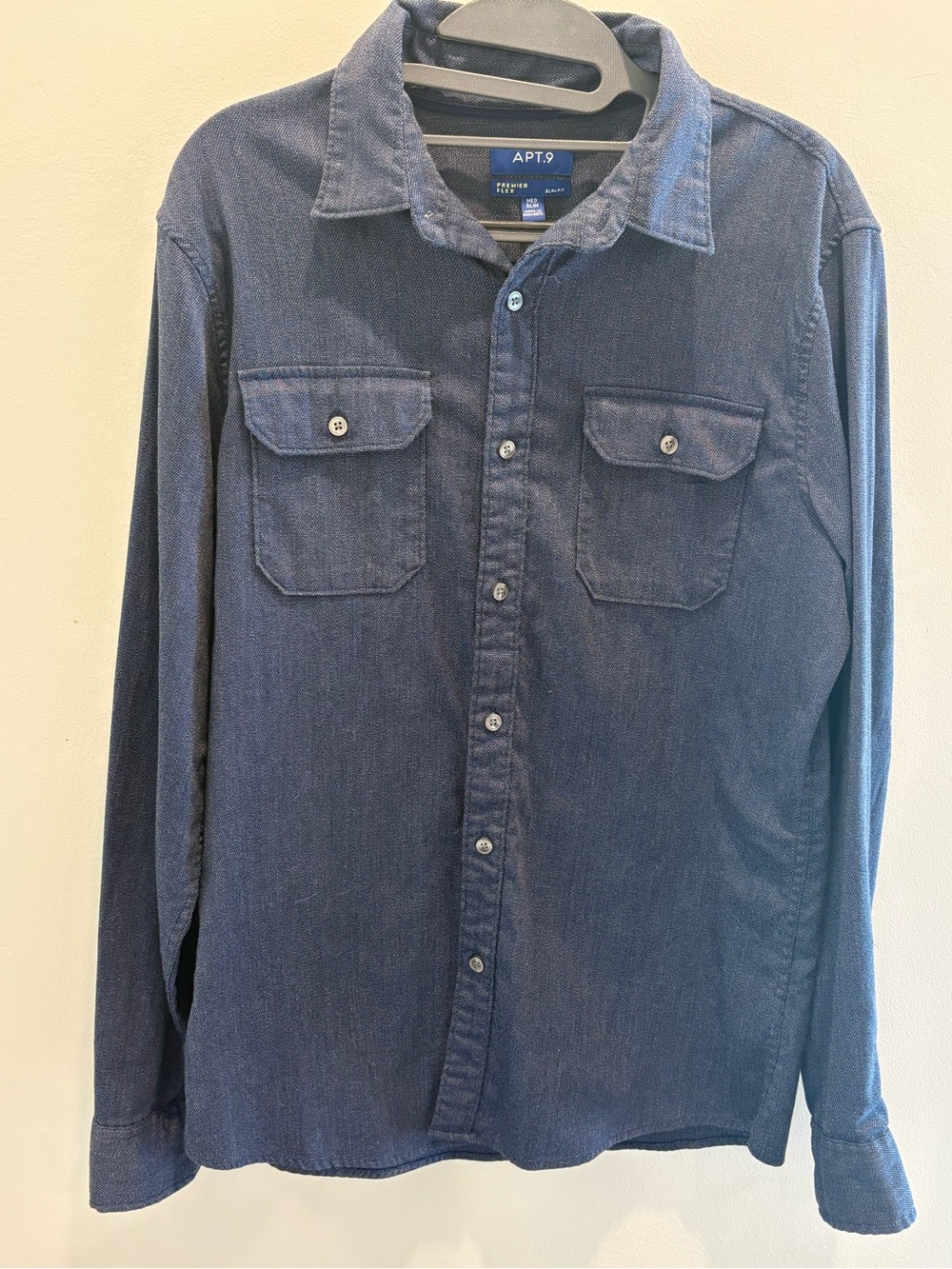 Apt. 9 Men's Dark Blue Denim Button-Down Shirt